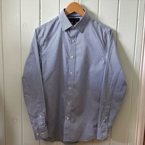 Banana Republic Factory Light Blue Micro Checkered Dress Shirt XS